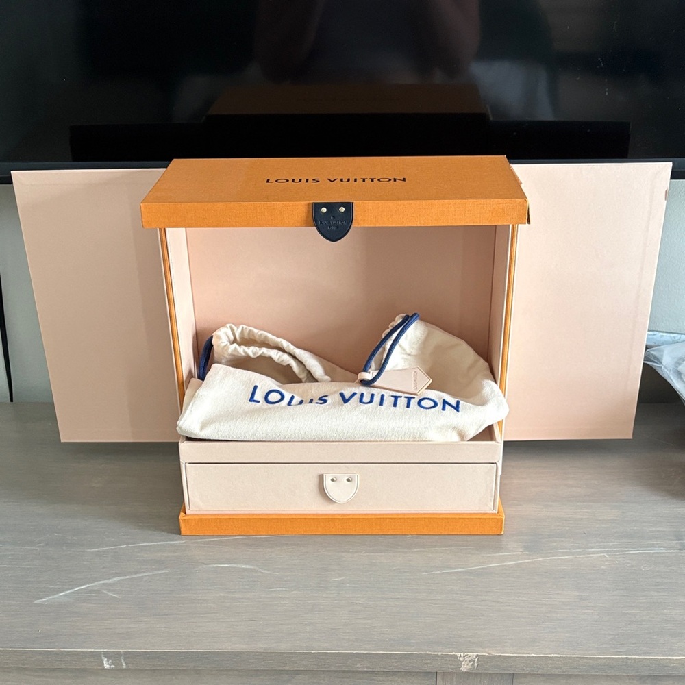 Louis Vuitton Exotics Trunk Orange Box with Cream Dust Bag